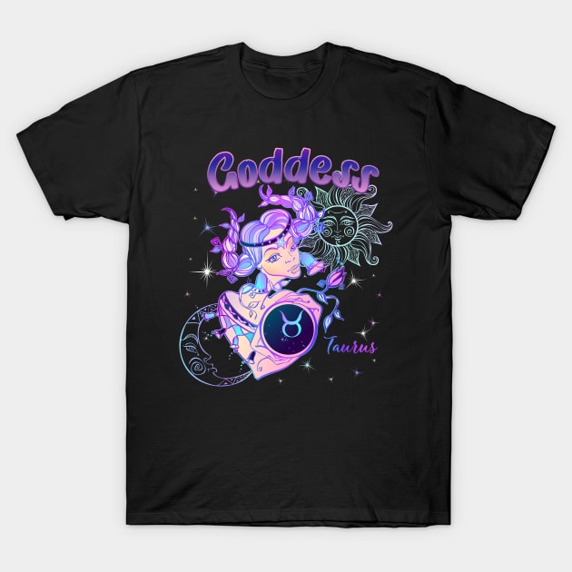 Zodiac Taurus Goddess Queen Horoscope T-Shirt by The Little Store Of Magic